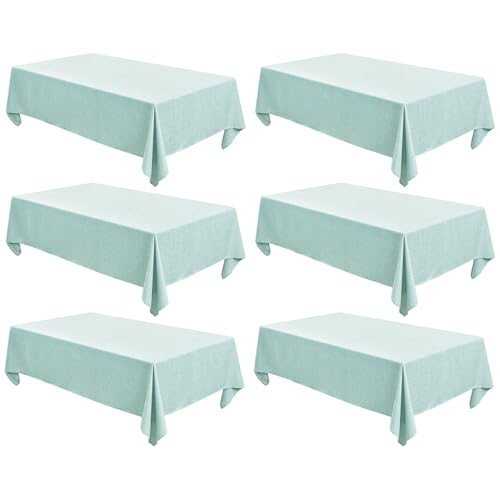 Table Cloth Rectangular Waterproof Faux Linen Table Cover for Dining,Parties Wedding Sage Green Farmhouse 52x70 Stain Resistant Wrinkle Free Decorative 6 Pack - color: Sage Green, size: 52X70 IN - 6 pack