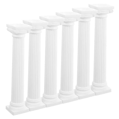 6Pcs Roman Column Statue Decorative Roman Pillar Statues for Home Decor Photo Props Wedding Table Decoration and Event Styling - size: 15.30X3.20X3.20CM