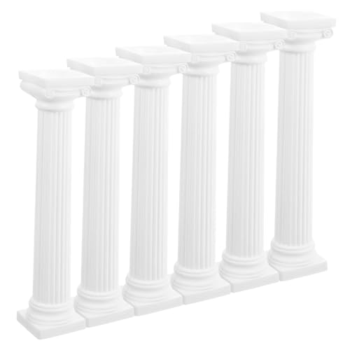 6Pcs Roman Column Statue Decorative Roman Pillar Statues for Home Decor Photo Props Wedding Table Decoration and Event Styling - size: 15.30X3.20X3.20CM