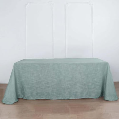 Efavormart 90x132 Dusty Blue Premium Faux Linen Rectangular Tablecloth | Wrinkle Free Tablecloth - color: Dusty Blue, size: 132" x 90" (Rectangular)