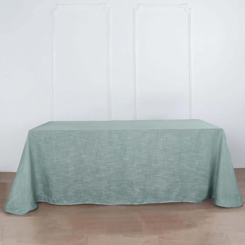 Efavormart 90x132 Dusty Blue Premium Faux Linen Rectangular Tablecloth | Wrinkle Free Tablecloth - color: Dusty Blue, size: 132" x 90" (Rectangular)