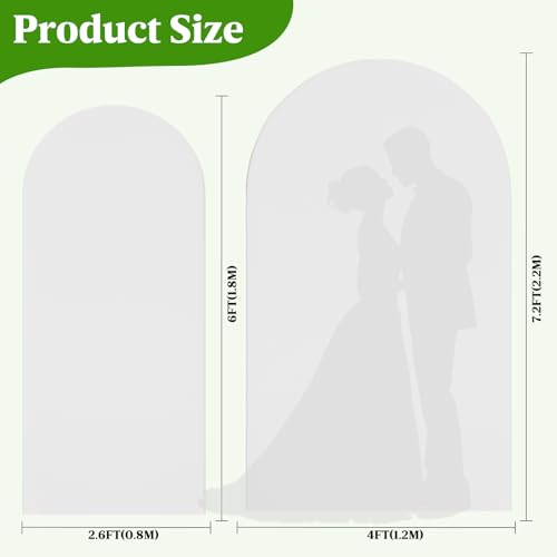 White Arch Backdrop Cover, 7.2FT,6FT Spandex Balloon Arch Cover for Backdrop Stand, Thick Wrinkle-Free Double-Sided Fabric Stretchy Background for Baby Shower, Wedding, Birthday Party Decoration - size: 7.2ft,6f