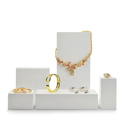 Oirlv Solid Wood Minimalism Style Jewelry Display Stand Showcase Jewelry Organizer Square Holder White Display Stand Riser (SM05206) - color: SM05206
