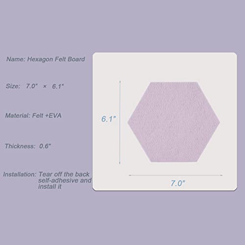 LAJAR 8 Pcs Hexagon Felt Bulletin Board Tiles, Self Adhesive Felt Pin Board Wall Tiles for Photos, Pictures, Memos (Pink) - color: Pink