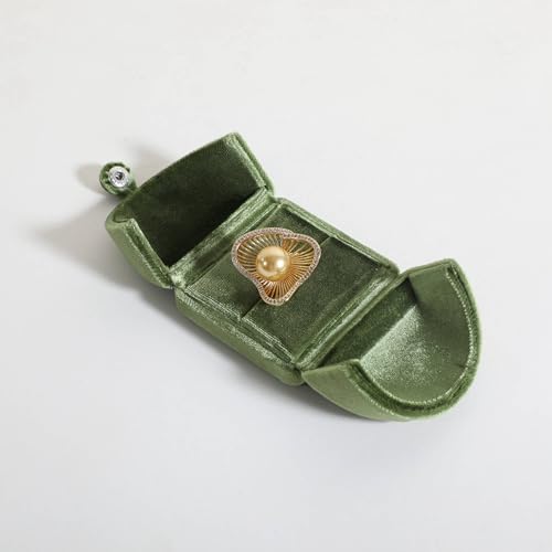 Green Velvet Jewelry Ring Box, Soft Lined Jewelry Display Holder with Luxury Design, Elegant Ring Storage Case for Women【Ring Storage, Green】