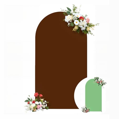 Wedding Arch Backdrop Cover, 6.6FT Green Brown Arch Cover Stretchy Backdrops, Double-Sided Arch Stand Covers for Wedding Ceremony, Baby Shower, Birthday Party Decoration - color: Green+Brown, size: 6.6ft
