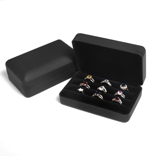 Small Ring Organizer Box. Travel Jewelry Storage Case. Ring Box for Multiple Rings. Portable Ring Display Holder for Women (Black S) - color: Blavk B