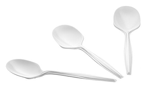 1000 Count Medium Weight White Plastic Soup Spoons Bulk Plastic Silverware For Parties, Weddings, Catering, Take out Single-Use Soup Spoon - size: 1 Case Soup Spoons (1000)