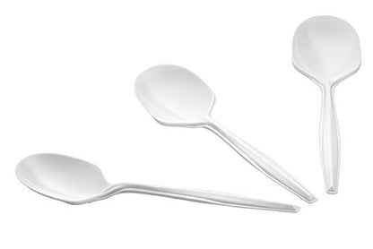 1000 Count Medium Weight White Plastic Soup Spoons Bulk Plastic Silverware For Parties, Weddings, Catering, Take out Single-Use Soup Spoon - size: 1 Case Soup Spoons (1000)