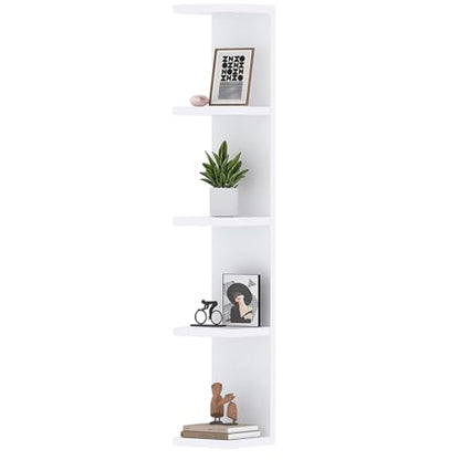 LitaEther 5 Tier White Lack Wall Shelf - Multi-Functional Display Organizer for Anime Figures, Funko Pop, Plants, Makeup & Books (7.1" x 5.5" x 30.7") – Space-Saving Floating Shelf for Home & Office