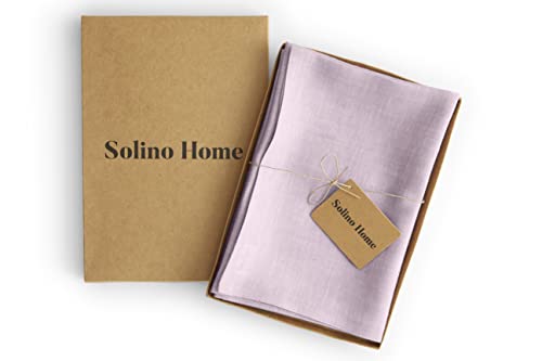 Solino Home Linen Cloth Napkins Set of 4-100% Pure Linen Chambray Lavender Dinner Napkins 20 x 20 Inch - Athena, Handcrafted and Machine Washable - Spring, Summer - color: 03: Lavender Chambray, size: 20" x 20" (Set of 4)