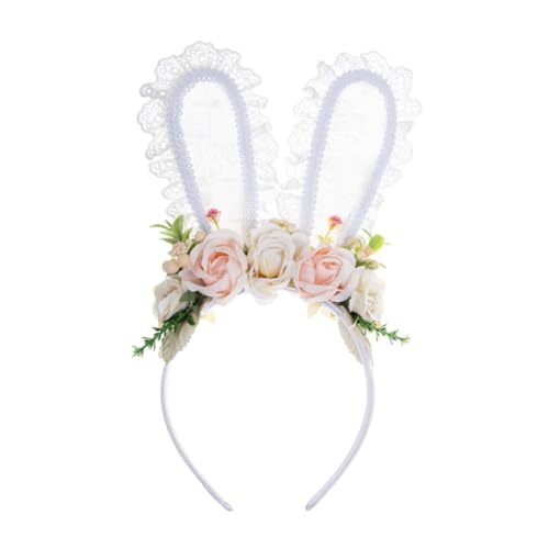 Easter Flower Bunny Ears Headband for Women Girls Easter Hairband Flower Rabbit Ears headband - color: Multicolor