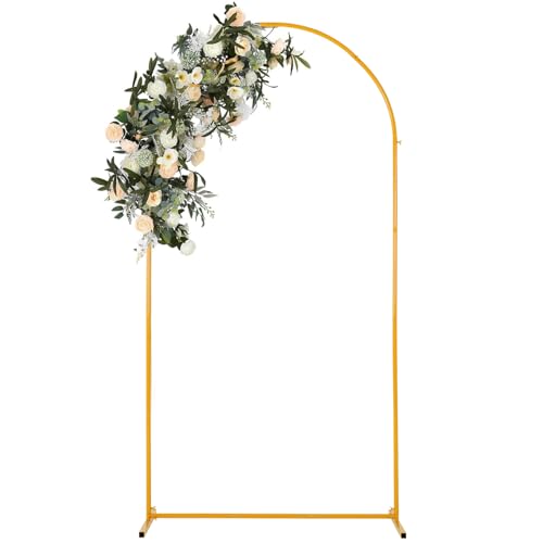Vincidern 6.6 FT Wedding Arch Backdrop Stand for Parties, Balloon Arch Stand, Wedding Arches for Ceremony, Metal Arch Backdrop Stand for Bridal Baby Showers, Birthday Party Decoration Door Frame Gold - size: 6.6FT
