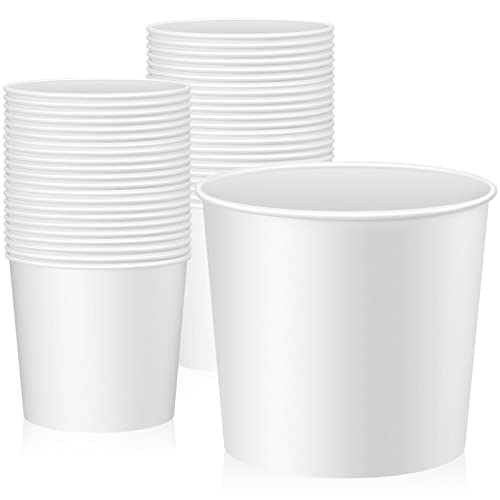 Hoolerry 50 Pcs 85 oz Paper Bucket Cardboard Food Bucket Bulk Disposable Food Container for Birthday Party, Wedding, Baby Shower, Event Gather Party Supplies (Cardboard,White) - color: White, size: Cardboard