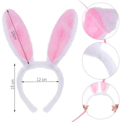 hoyuwak 5Pcs Easter Bunny Costume Set Includes Rabbit Ear Headband Nose Pink Tutu Skirt Bow Tie and Tail for Women Cosplay