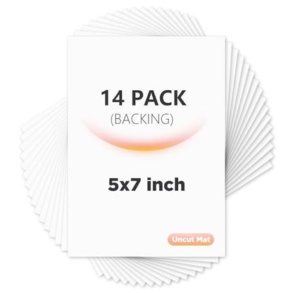 Egofine 14 Pack Mat Board, 5x7 Backing Board, Acid Free White Uncut Mat Board for Photos, Pictures, Frames, Artworks and Paints - color: White-5"x7" Pack of 14 Uncut Mat Board
