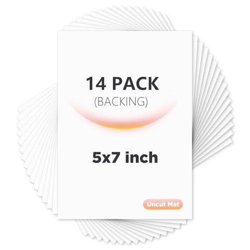 Egofine 14 Pack Mat Board, 5x7 Backing Board, Acid Free White Uncut Mat Board for Photos, Pictures, Frames, Artworks and Paints - color: White-5"x7" Pack of 14 Uncut Mat Board