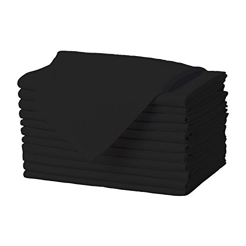 Gee Di Moda Cloth Napkins - 17 x 17 Inch Black Dinner Napkins - Set of 12 Soft & Absorbent Washable Fabric Cloth Table Napkins with Hemmed Edges for Hotel Restaurant, Holiday Parties & Wedding - color: Black