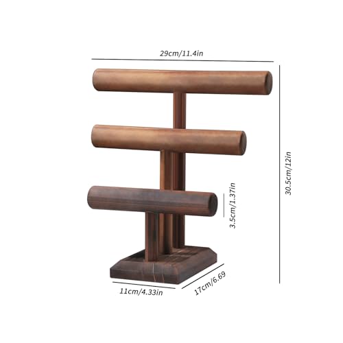 Bracelet Holder, Bracelet Display Stand for Vendors, T-Bar Necklace Scrunchie Wooden Storage Rack, Bangle Watch Jewelry Display Tower (3 Tier) - size: 3 Tier