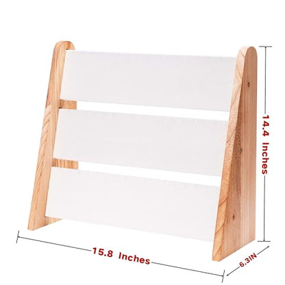 Necklace Holder 3 Tier Wood Necklace Organizer Stand with White Velvet, Necklace Display Stand for Selling, Chain Necklace Holder Rack for Show, 72 Necklaces Bracelets - style: One-Sided White