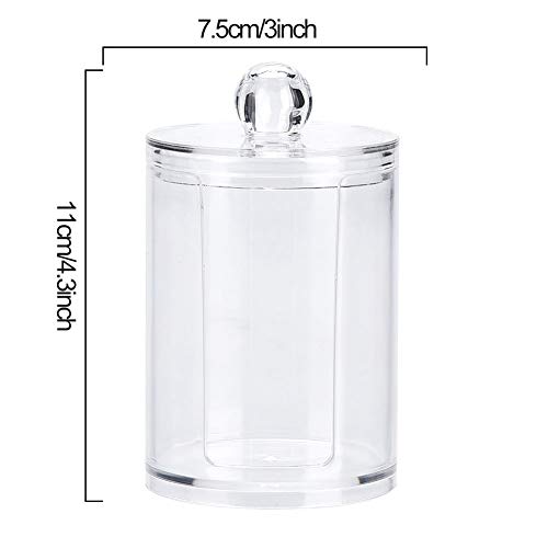 Dioche Round Clear Acrylic Makeup Cotton Pad Swab Holder Makeup Cosmetic Storage Organizer Box, Clear Acrylic Cotton Pad Container