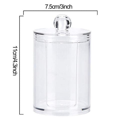 Dioche Round Clear Acrylic Makeup Cotton Pad Swab Holder Makeup Cosmetic Storage Organizer Box, Clear Acrylic Cotton Pad Container
