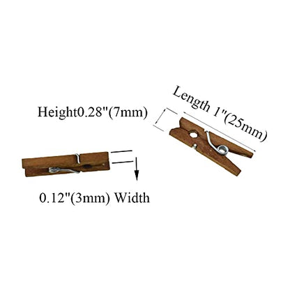 HAHIYO Brown Wooden Clothes Pins Clothespins Mini Aviod Fall Apart 1 Inches Length 80 Pack Strong Springs No Rust No Discoloration for Laundry Bathroom DIY Craft Photos Food Opened Bags - size: Brown 1 inches 80 Pack