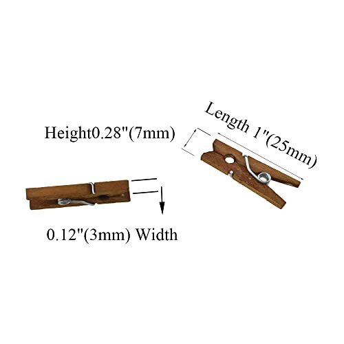 HAHIYO Brown Wooden Clothes Pins Clothespins Mini Aviod Fall Apart 1 Inches Length 80 Pack Strong Springs No Rust No Discoloration for Laundry Bathroom DIY Craft Photos Food Opened Bags - size: Brown 1 inches 80 Pack