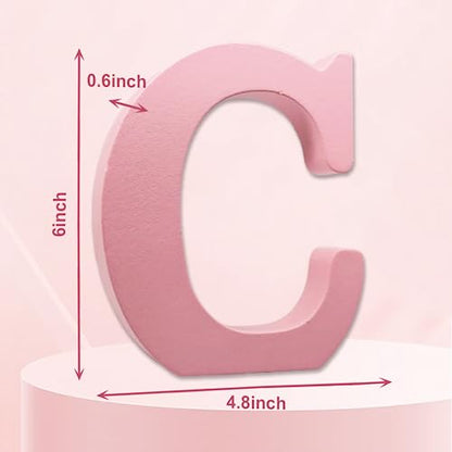 AOCEAN 6 Inch Pink Wood Letters Unfinished Wooden Letters for Wall MAGA Decorative Standing Letters Slices Sign Board for Crafts Christmas Decoration Home Party Projects (C) - style: C