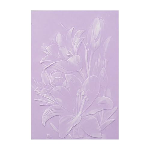 Briartw 3D Embossing Folder for Card Making,Lily Flowers Clear Plastic Texture Fades Embossing Folder Template for Scrapbooking and Other Paper Craft Album Stamps DIY Decoration - color: Lily Flowers