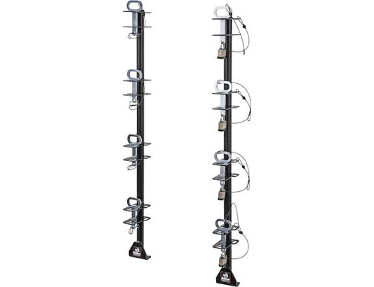 Buyers Products LT14 4-Position Lockable Weed Wacker/Trimmer Rack for Landscape Trailers - Adjustable, Black Powder-Coated Steel, Holds 4 Weed Eaters, Rust-Resistant Lawn Edger Rack, Made in USA - size: 4-Position