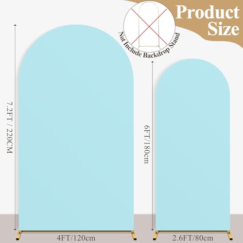 Ledido Wedding Arch Backdrop Cover 6FT 7.2FT Arch Covers 2Set Fitted Stretchy Spandex Round Top Stand Backdrop Cover for Wedding Banquet Ceremony Birthday Party Baby Shower Event Decoration,Light Blue - color: Light Blue, size: 6FT,7.2FT