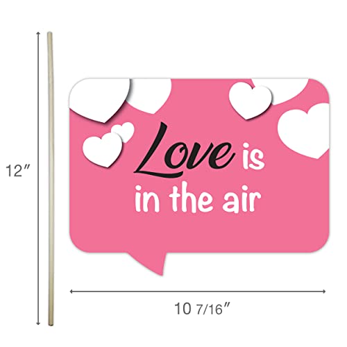 Funny Valentine’s Day Photo Booth Props - Love Heart Valentines Day Themed Party Decorations - Funny Photography Supplies - Selfie Props with Sticks - 10pcs