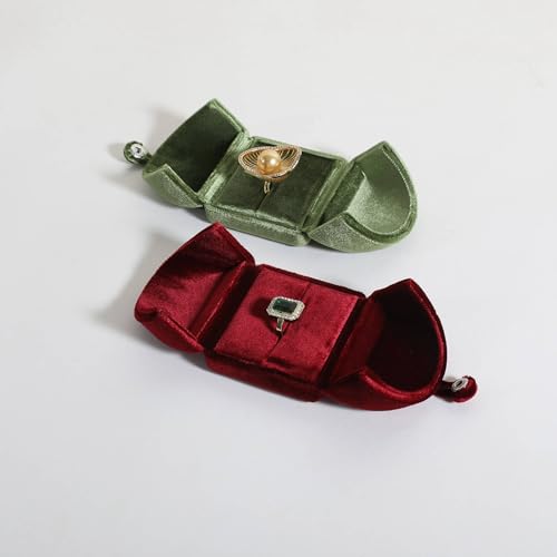 Red Velvet Jewelry Organizer Box, Soft Lined Jewelry Display Holder with Luxury Design, Elegant Jewelry Display Case for Women【Ring Storage, Red】 - color: Red