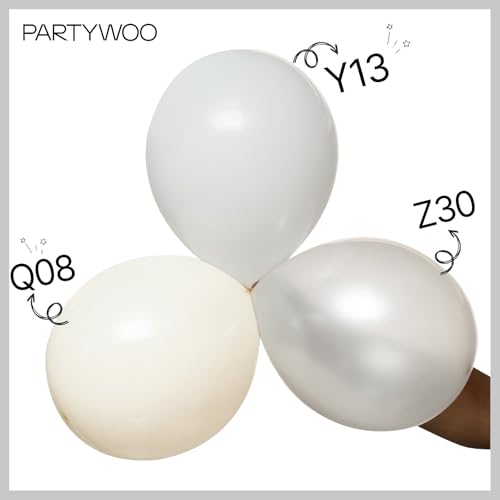 PartyWoo Pearl White Balloons 85pcs Different Sizes Pack of 18 12 10 5 Inch Metallic White Latex Balloon Arch Kit Garland for Wedding Graduation Baby Shower Birthday Party Decorations White-Z30 - color: Pearl White-z30
