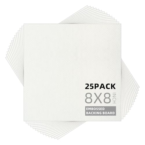 Somime 25 Pack Embossed Backing Boards Only, 8x8 Uncut White Mat Board, Acid Free Backer Boards Ideal for Photos, Pictures, Prints, Frames, and Artwork - size: 8x8