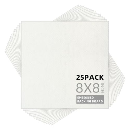 Somime 25 Pack Embossed Backing Boards Only, 8x8 Uncut White Mat Board, Acid Free Backer Boards Ideal for Photos, Pictures, Prints, Frames, and Artwork - size: 8x8