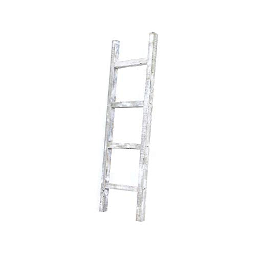 BARNWOODUSA Rustic Farmhouse Decorative Ladder - Our 47 inch Ladder can be Mounted Horizontally or Vertically and is Crafted from Refurbished Wood No Assembly Required White - color: White Wash, size: 47"H x 15"W x 1.63"D
