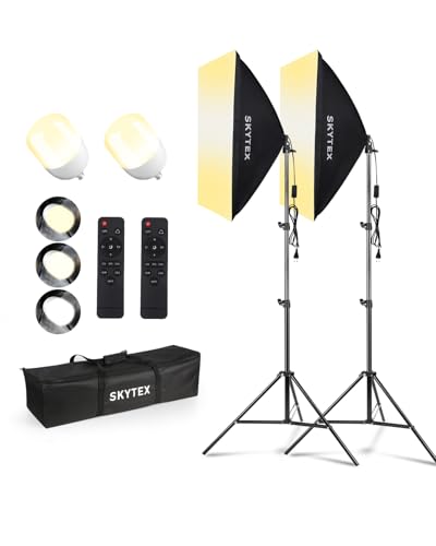 Skytex Softbox Lighting Kit 2Pack,20x28in Soft Box |Upgrade 135W 2700-6400K 100V-240V AC E27 LEDBulb Continuous Photography Lighting,Photo Studio Lights Equipment for Camera Shooting,Video Recording - size: 2 softbox dimmable