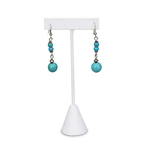 Ikee Design 6 Pcs Set Premium T- Shape Style Earring Display Stand, Earring Stand Jewelry Display for Showroom, Tradeshow, and Showcase, 2 1/2 W x 5 1/2 H in, White Faux Leather - color: White Faux Leather, 5.5" High