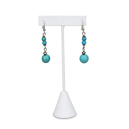 Ikee Design 6 Pcs Set Premium T- Shape Style Earring Display Stand, Earring Stand Jewelry Display for Showroom, Tradeshow, and Showcase, 2 1/2 W x 5 1/2 H in, White Faux Leather - color: White Faux Leather, 5.5" High