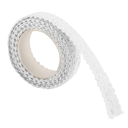 JIANWEI Washi Tape Lace Pattern, Self-Adhesive Decorative Masking Tape, DIY Scrapbooking Lace Tape Sticker, for Card Making/Crafts/Frames/Gifts Decoration (White)