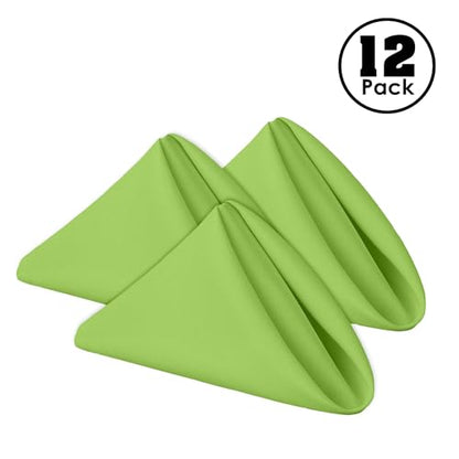 Gee Di Moda Cloth Napkins - 17 x 17 Inch Apple Green Dinner Napkins - Set of 12 Soft & Absorbent Washable Fabric Cloth Table Napkins with Hemmed Edges for Hotel Restaurant, Holiday Parties & Wedding - color: Apple Green