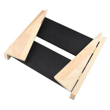 10.2'' x 10.7'' x 12.2'' Double-Deck Folding Wood Necklace Display Stand with Leather Mat Tabletop Jewelry Stand Storage (Black) - color: Black