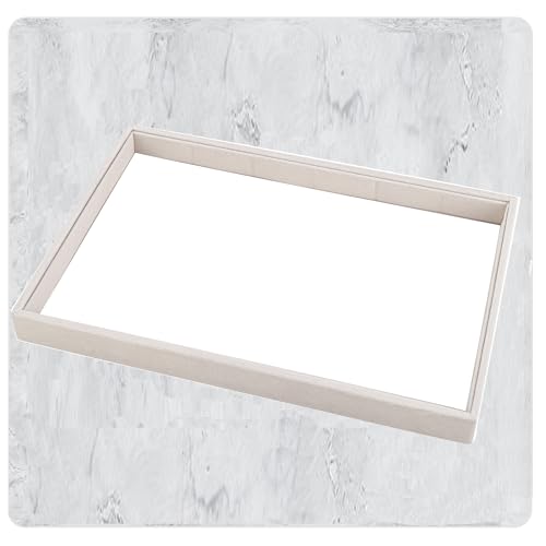 24 Grids Stackable Jewelry Tray Organizer with Removable Dividers, Velvet Jewelry Display Tray for Earrings Necklaces Bracelet Rings Display Showcase - Beige - color: Beige