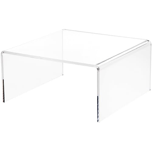 Plymor Clear Acrylic Short Square Display Riser, 4.5" H x 9" W x 9" D (1/4" thick) - size: 4.5" x 9" x 9"