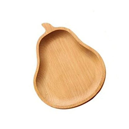 Mikinona Pear Pattern Wooden Plate Japanese Style Dessert Tray for Snacks and Jewelry Made from Natural Wood Photography Prop