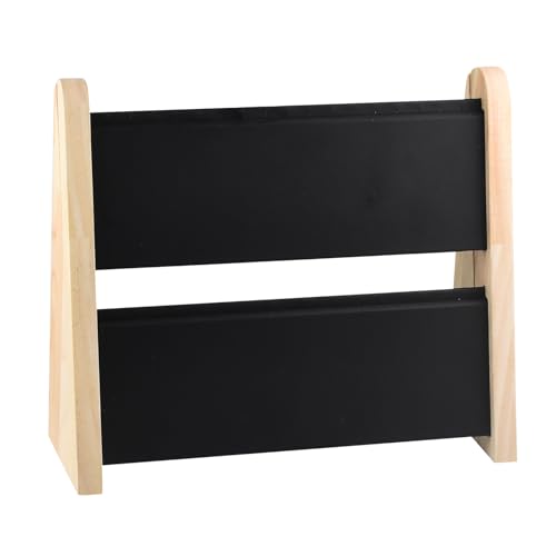 10.2'' x 10.7'' x 12.2'' Double-Deck Folding Wood Necklace Display Stand with Leather Mat Tabletop Jewelry Stand Storage (Black) - color: Black
