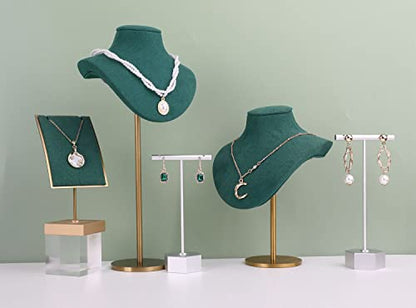 Velvet necklace stand display, small necklace holder, jewelry mannequin stands and displays【Green-Height 7.48 inch】 - color: Green, size: Small