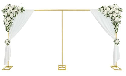 10x20ft Backdrop Stand Heavy Duty Pipe and Drape Backdrop Stand for Parties, Adjustable Pipe Kit Curtain Frame Stand for Photography Background Support,Wedding Arch Metal Frame (Gold) - color: Gold